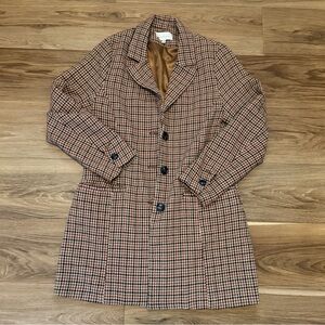 Sweet Lemon sz S Houndstooth Wool Blend Tweed-style Long Blazer Jacket/Coat